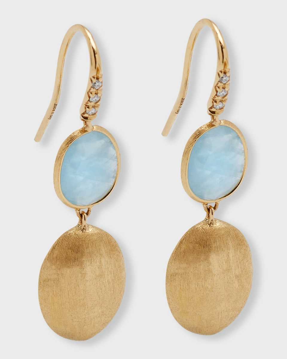 18k Diamond & Aquamarine Double Drop Earrings